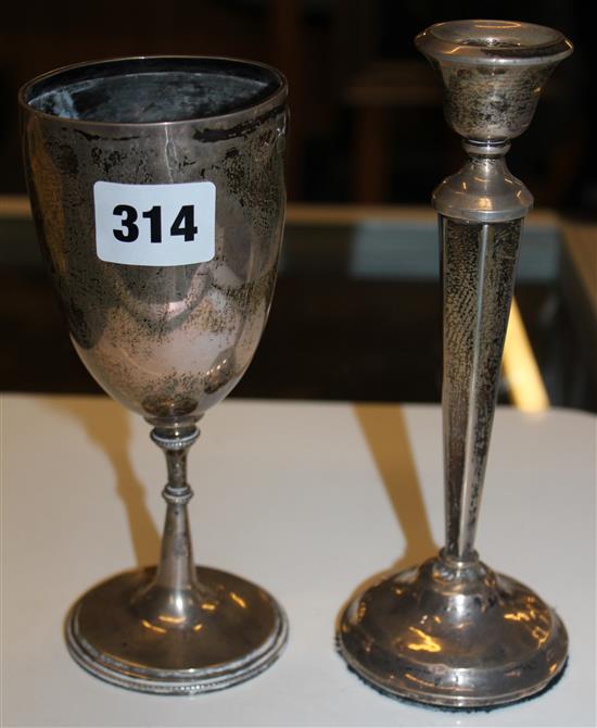 Silver candlestick and  silver goblet